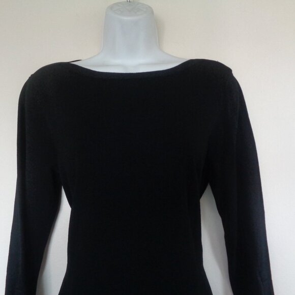 Vintage Talbots Black Rayon Knit Crew Neck Top PM Petite Medium - Picture 2 of 6